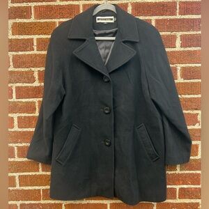 Kristen Blake Black Virgin Wool Cashmere Blend Coat Jacket size Medium